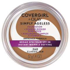 CoverGirl Simply Ageless foundation bottle close-up showing smooth, even finish