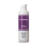 COVERGIRL Simply Ageless Primer junto al envase, hidratación suave para la piel.