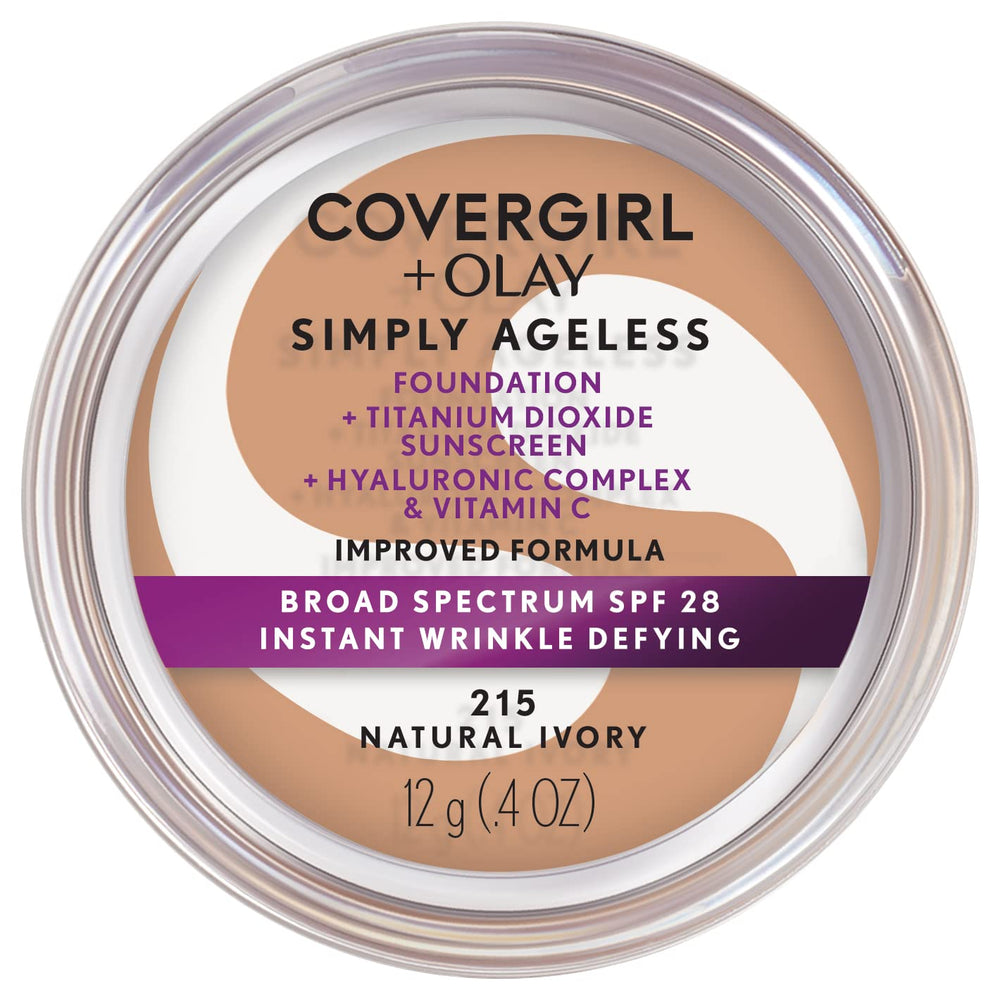 COVERGIRL Simply Ageless, textura crema ligera para aplicación suave y uniforme.