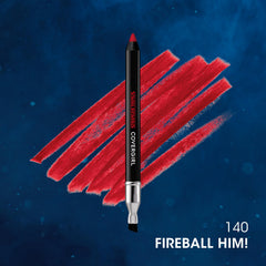 Fireball Him, delineador rojo satinado con pigmentación intensa.