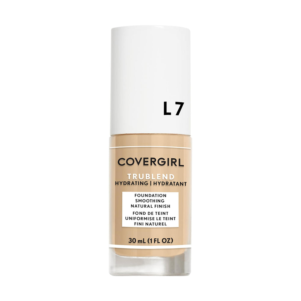 COVERGIRL truBlend foundation bottle in warm beige shade for even skin tone.