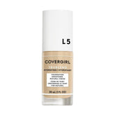 CoverGirl truBLEND L5 Creamy Natural bottle close-up highlights oil-free formula.
