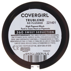 CoverGirl TrueBlend So Flushed texture close-up shows cream-to-powder blend for smooth application.
