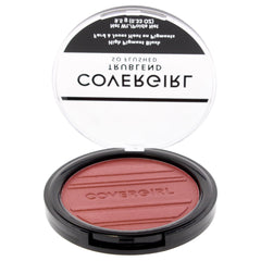 CoverGirl TrueBlend So Flushed swatch on cheek demonstrates bold color.