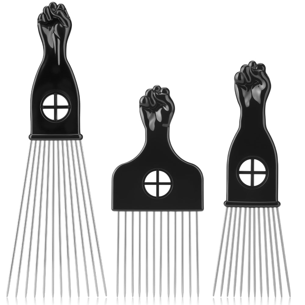 CPOXITI 3-pack afro pick with wide-tooth design for quick detangling of textured hair.