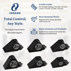 CR8GR8 clipper guards 2.25-inch for Wahl clippers, secure fit for precise home grooming