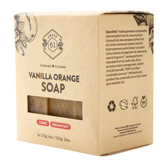Crate 61 Organics ingredientes de oliva y karité en la barra.