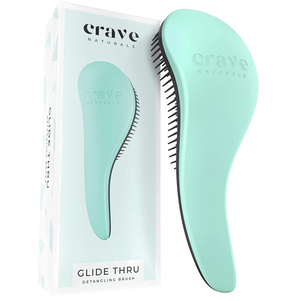 Crave Naturals Biggie Glide-Thru Hair Brush angled view showing gentle detangling for all hair types.