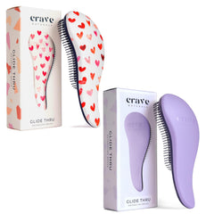 Crave Naturals Glide Thru detangler brush with purple heart pack eases detangling for all ages.