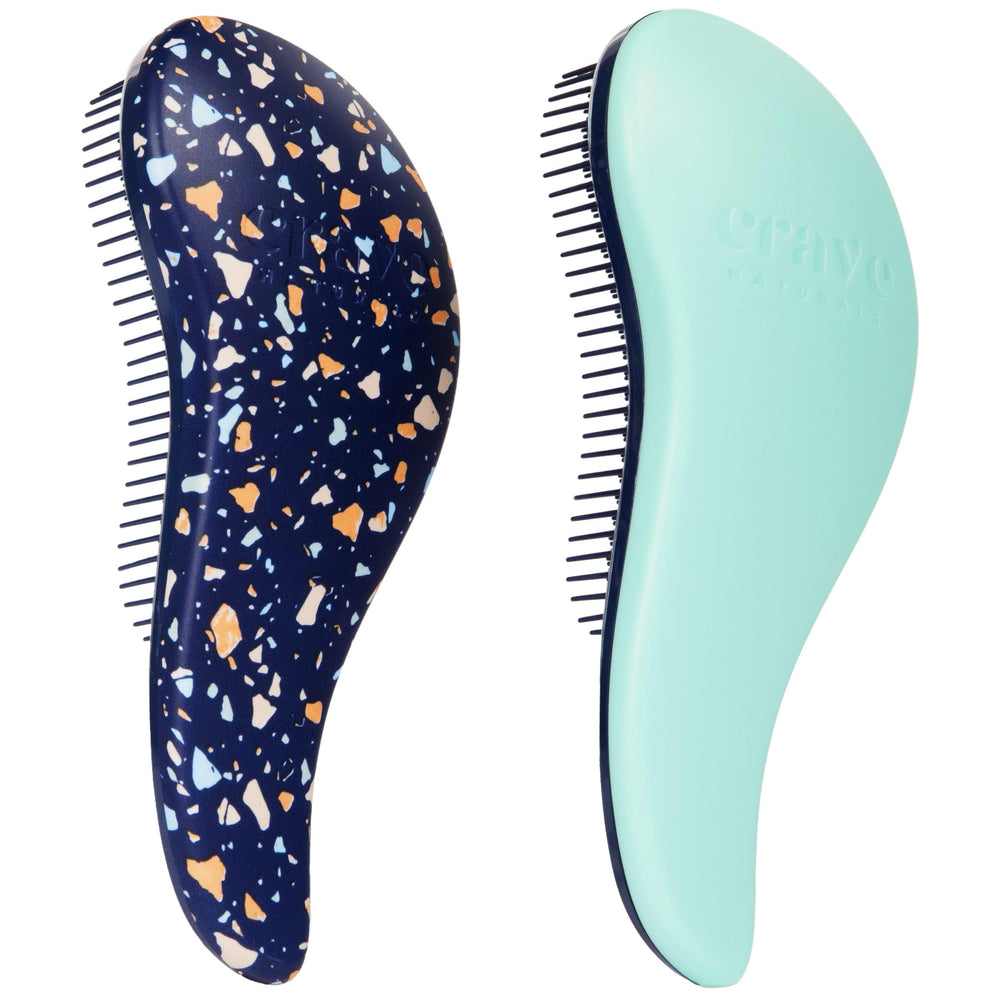 Crave Naturals Glide Thru detangler brush turquoise 2-pack held for gentle detangling