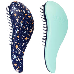 Crave Naturals Glide Thru detangler brush turquoise 2-pack held for gentle detangling