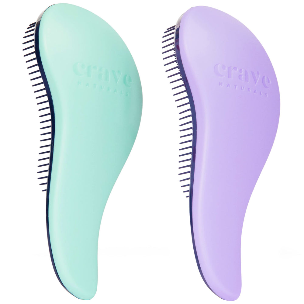 Crave Naturals Glide Thru detangling brush turquoise purple pack 2 gentle detangling