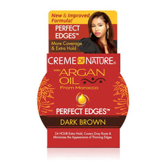 Creme of Nature bordes marrón oscuro para un acabado pulido.
