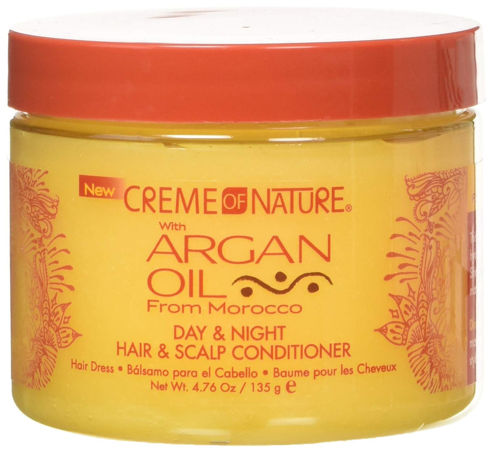 Creme of Nature Argan Oil Day & Night bottle close-up with premium Moroccan argan oil