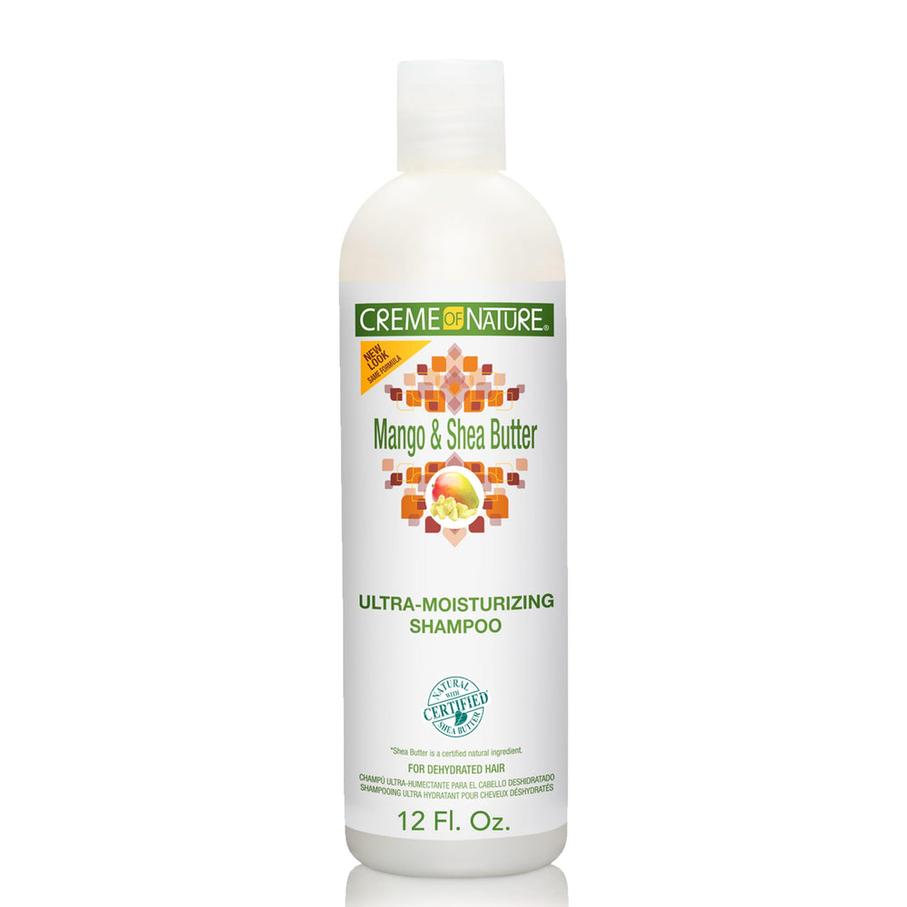 Creme of Nature Mango & Shea en botella para hidratación profunda de rizos.
