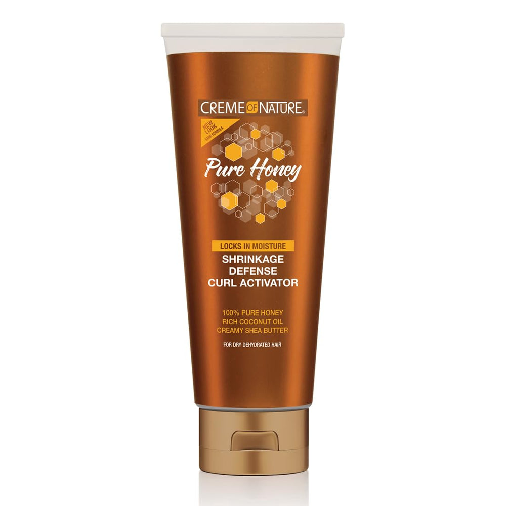 Creme of Nature Pure Honey activador-rizos define rizos con brillo suave.
