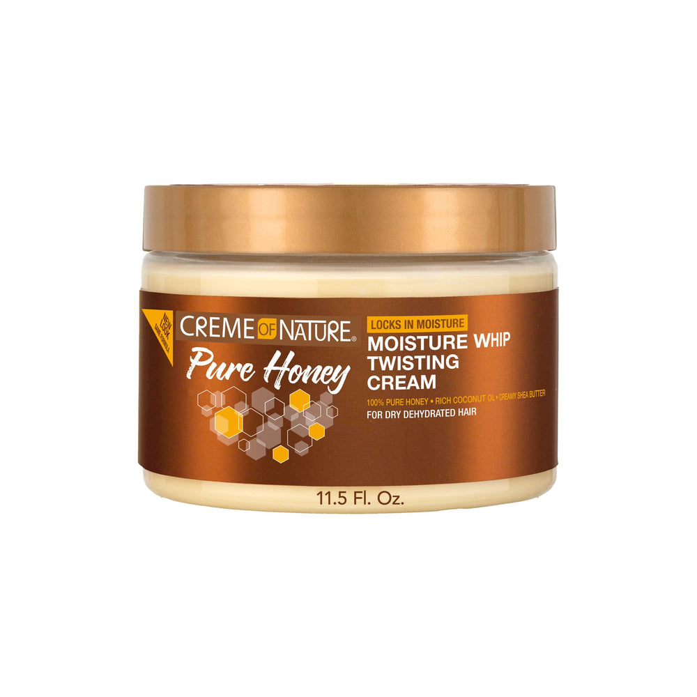 Creme of Nature Pure Honey Define Moisture Whip Twisting Cream bottle defines curls with hydration.