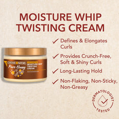 Creme of Nature Pure Honey twisting cream demonstrates frizz control and soft hold.