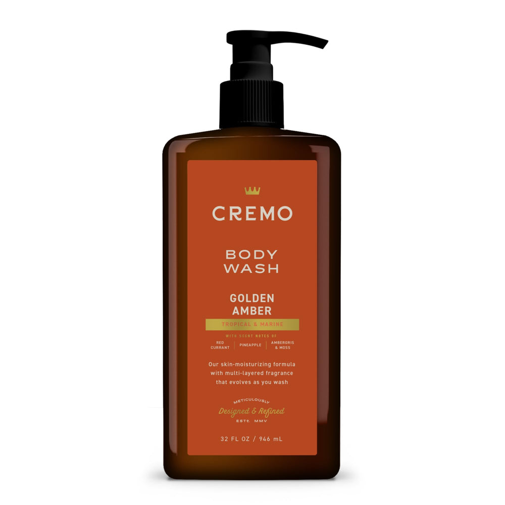 Cremo Ámbar Dorado: botella visible y aroma distinguido para la ducha diaria.