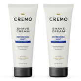 Cremo Barber Grade Cooling Shave Cream tube front view, premium packaging for a cool shave