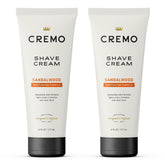 Cremo Barber Grade Sandalwood shave cream bottle front for a smooth, close shave.