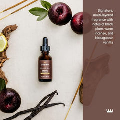 Cremo Beard Oil vanilla bottle closeup highlights premium oils.