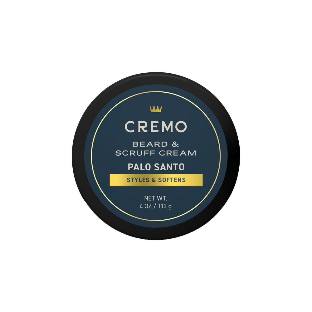 Cremo Beard & Scruff Cream Palo Santo bottle ready for light-hold styling