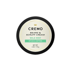 Cremo Beard and Scruff Cream wild mint packaging for refreshed grooming.