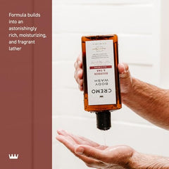 Cremo Bourbon & Oak fragrance layering showing evolving scent