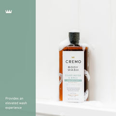 Cremo men's body wash pump bottle ideal for quick invigorating showers.