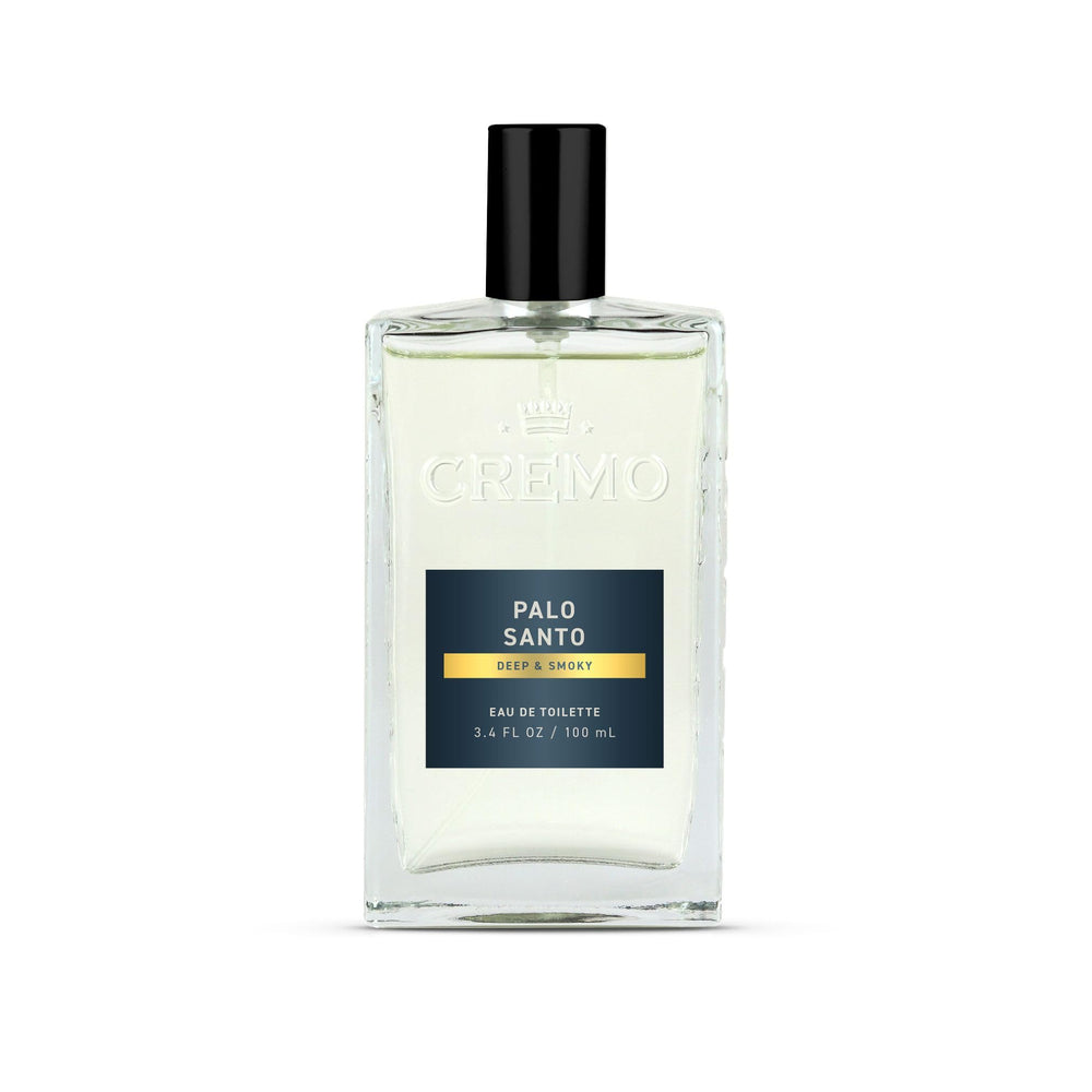 Cremo Palo Santo Cologne top notes with cardamom for a bright, daily-energizing opening.