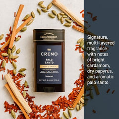Fragrance notes of cardamom and papyrus in Palo Santo scent