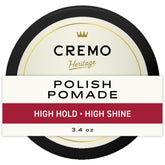 Pomada Cremo con brillo alto en envase compacto para peinados duraderos.