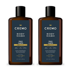 Cremo Palo Santo Reserve: botella visible, aroma envolvente para duchas diarias.