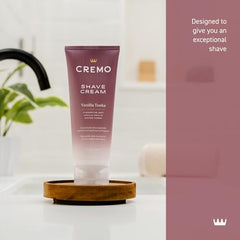 Close-up of Cremo shaving cream lather showing silky texture for a comfortable shave