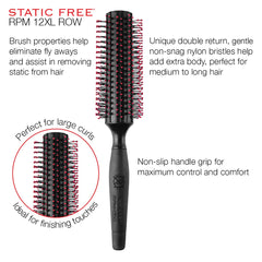 Cricket RPM 12XL round brush close-up of anti-static bristles reducing frizz