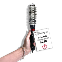 CRICKET Technique 310 1” thermal brush barrel close-up showing heat-retaining design for fast styling.