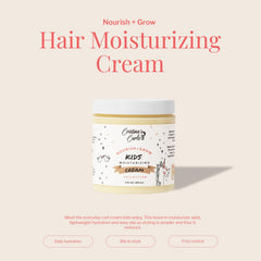 Applying Cristina's Curls Kids Leave-In Cream to damp hair for slip and detangling.