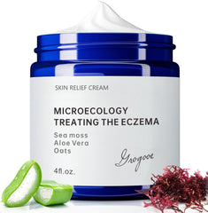 Crogooe crema eczema, botella de 4oz, hidratación profunda para piel sensible.