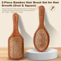 Crojetry square bamboo brush for precise scalp massage and cleansing