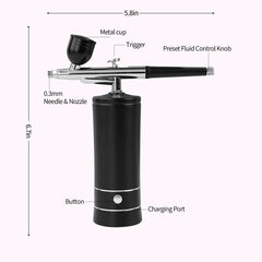 Wireless airbrush design enables free movement in barber and makeup tasks