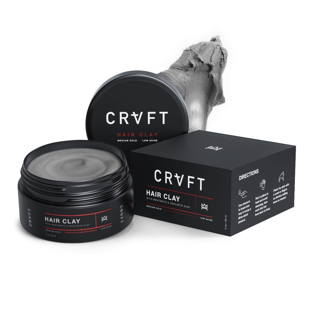 CRVFT Hair Clay: frasco de 2oz para acabado mate y control de volumen diario.