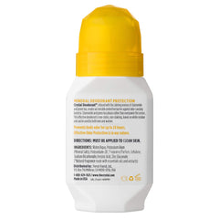 Crystal Essence roll-on close-up shows chamomile and green tea infusion for gentle care.