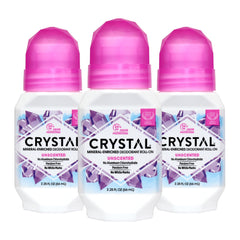 Crystal Essence desodorante mineral roll-on sin perfume para uso diario y fresco.