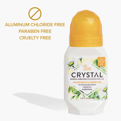 Roll-on bottle emphasizes aluminum-free, vegan formula with clear labeling.