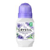 Crystal Essence mineral deodorant roll-on lavender bottle shows scent for daily odor control