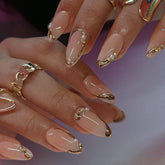 CTTHNBD almond press-on nails with French tip for a salon-like look