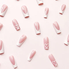 CTTHNBD Uñas adhesivas Frances blanco con brillo, acabado duradero para eventos.
