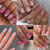 CTTHNBD uñas postizas cuadradas con punta francesa y flor, look elegante