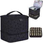 CTWWFS PU leather nail organizer with roomy compartments for bottles and tools.